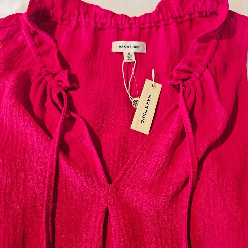 Max Studio Women's Red Dress Sleeveless Tiered Casual Summer Tassels‎ Boho Small - Picture 10 of 11